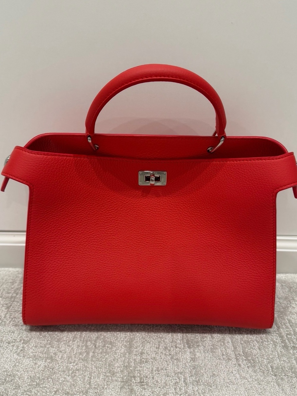 Structured Red Top-Handle Satchel